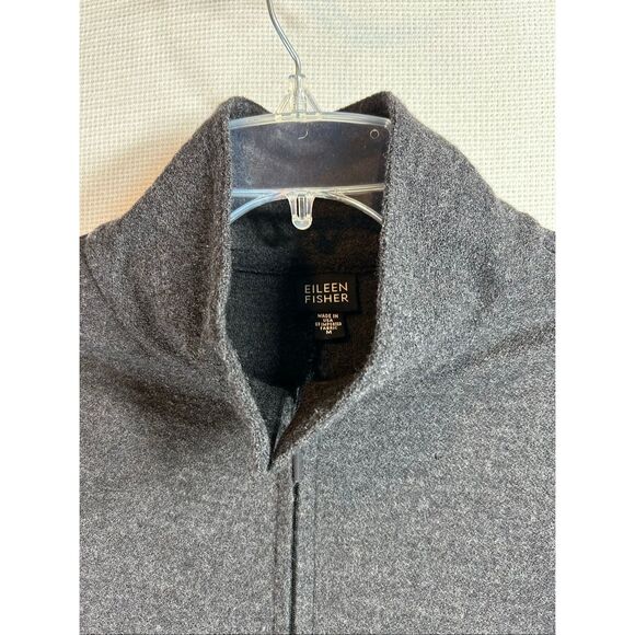 Eileen Fisher Zip Jacket Gray Wool Knit Women’s M Minimalist Luxe Loungewear - Picture 3 of 13